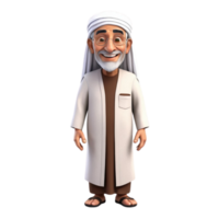 ai generiert 3d machen von ein Muslim alt Mann auf isoliert transparent Hintergrund png, generiert mit ai png