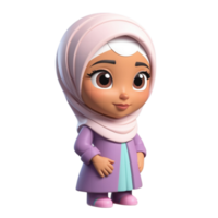 AI generated 3d render of a muslim woman character in hijab on isolated transparent background png, generated with AI png