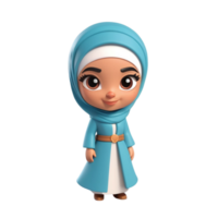 AI generated 3d render of a muslim woman character in hijab on isolated transparent background png, generated with AI png