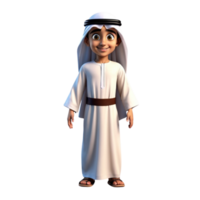 AI generated 3d render of a muslim kid on isolated transparent background png, generated with AI png