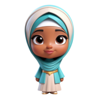 AI generated 3d render of a muslim woman character in hijab on isolated transparent background png, generated with AI png