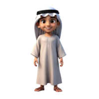 AI generated 3d render of a muslim kid on isolated transparent background png, generated with AI png