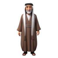 ai generiert 3d machen von ein Muslim alt Mann auf isoliert transparent Hintergrund png, generiert mit ai png