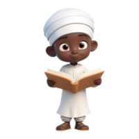 AI generated 3d render of a muslim kid on isolated transparent background png, generated with AI png