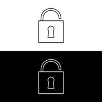 Padlock Web line icon on white and black background vector