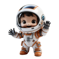 AI generated 3d illustration a cute astronaut character on isolated transparent background png, generated with AI png