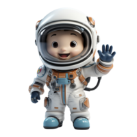 AI generated 3d illustration a cute astronaut character on isolated transparent background png, generated with AI png