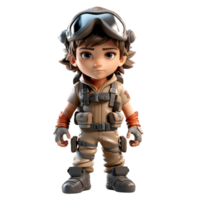 AI generated 3d illustration a young soldier on isolated transparent background png, generated with AI png