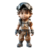 ai généré 3d illustration une Jeune soldat sur isolé transparent Contexte png, généré avec ai png