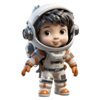 AI generated 3d illustration a cute astronaut character on isolated transparent background png, generated with AI png