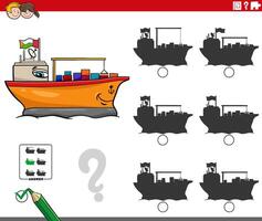 shadow activity game with cartoon container ship vector