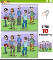 differences activity with cartoon young men group vector