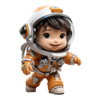 AI generated 3d illustration a cute astronaut character on isolated transparent background png, generated with AI png