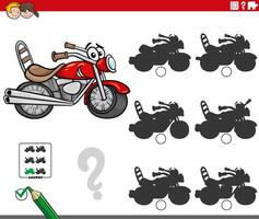 sombra actividad con dibujos animados motocicleta vehículo personaje vector