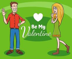 Valentines Day design with comic young couple in love vector