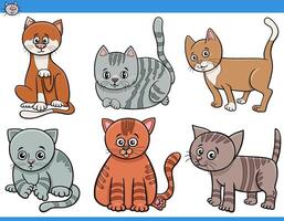 cartoon cats and kittens comic characters set vector