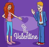 Valentines Day design with funny cartoon young couple vector