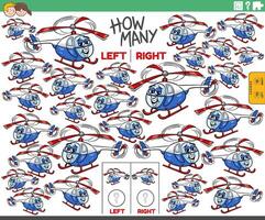 counting left and right pictures of cartoon helicopter character vector