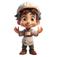 AI generated 3d rendered illustration of a kitchen chef on isolated transparent background png, generated with AI png