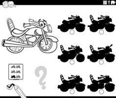 shadow game with cartoon motorcycle vehicle character coloring page vector