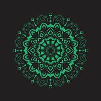 verde mandala con negro antecedentes. vector