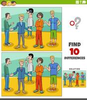 differences activity with cartoon young men group vector