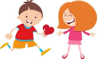 cartoon girl and boy characters on Valentines Day vector