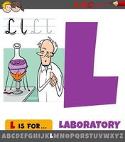 letter L from alphabet with cartoon laboratory vector