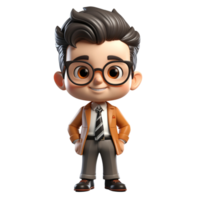 AI generated a 3d cartoon business man with suit on isolated transparent background png, generated with AI png