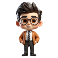AI generated a 3d cartoon business man with suit on isolated transparent background png, generated with AI png