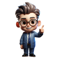 AI generated a 3d cartoon business man with suit on isolated transparent background png, generated with AI png