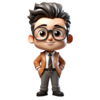 AI generated a 3d cartoon business man with suit on isolated transparent background png, generated with AI png