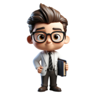 AI generated a 3d cartoon business man with suit on isolated transparent background png, generated with AI png