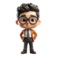 AI generated a 3d cartoon business man with suit on isolated transparent background png, generated with AI png