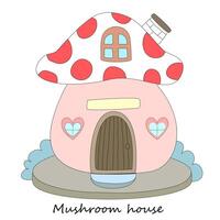 mushroom house with a pink roof vector