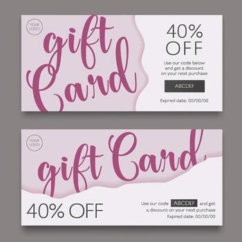 Pink Cute Gift Card vector