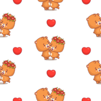 Seamless pattern with loving couple bear png