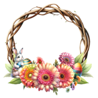 Ranke Grün Gerbera Gänseblümchen mit Ostern Eier Frames png