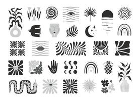 conjunto de resumen negro y blanco elementos. para el diseño de carteles, patrones, cubre y más. vector