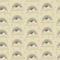 Seamless pattern with aesthetic mountains art. Linear vector illustration.