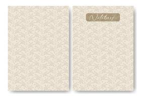 Cover page design for notebook in minimalist style. Magic diary with hands on beige background. vector