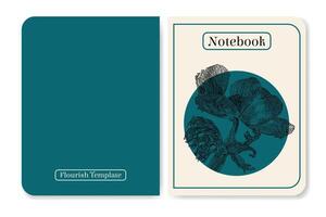 cubrir página diseño para cuaderno en minimalista estilo. exótico tropical anémona flor botánico ilustración. vector