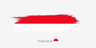 Flag of Indonesia, grunge abstract brush stroke on gray background. vector