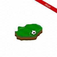 Isometric map of Niue with soccer field. Football ball in center of football pitch. vector