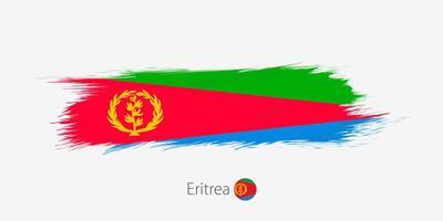 bandera de eritrea, grunge resumen cepillo carrera en gris antecedentes. vector