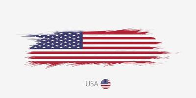 Flag of United States of America, grunge abstract brush stroke on gray background. vector