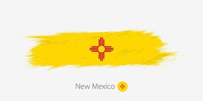 bandera de nuevo mexico nosotros estado, grunge resumen cepillo carrera en gris antecedentes. vector