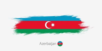 Flag of Azerbaijan, grunge abstract brush stroke on gray background. vector