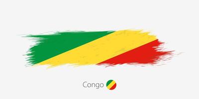 Flag of Congo, grunge abstract brush stroke on gray background. vector