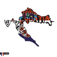 Typography map silhouette of Croatia in black and flag colors. vector